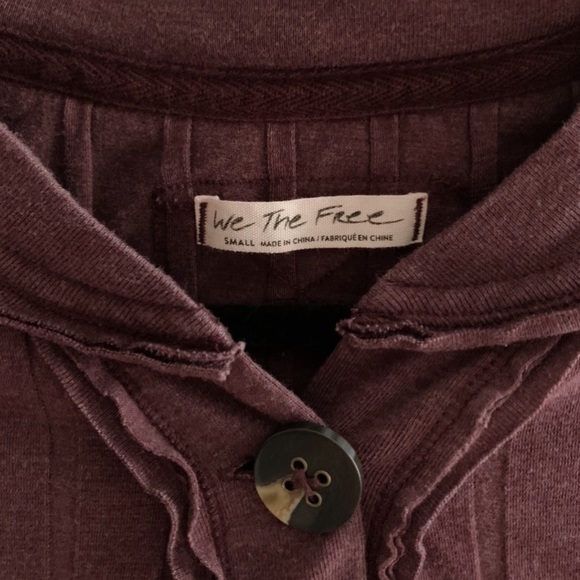 Purple Free People Button Up Ribbed Long Sleeve S - Picture 6 of 6